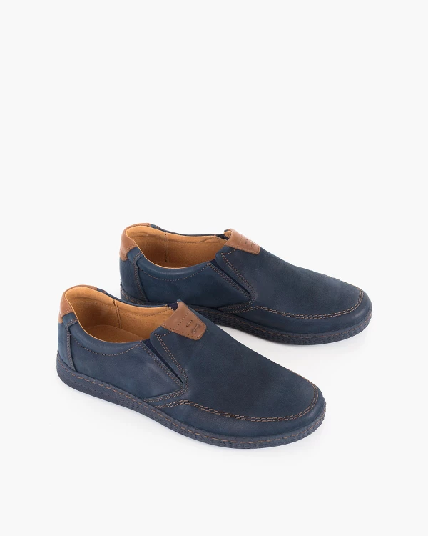 Granatowe półbuty męskie nubukowe