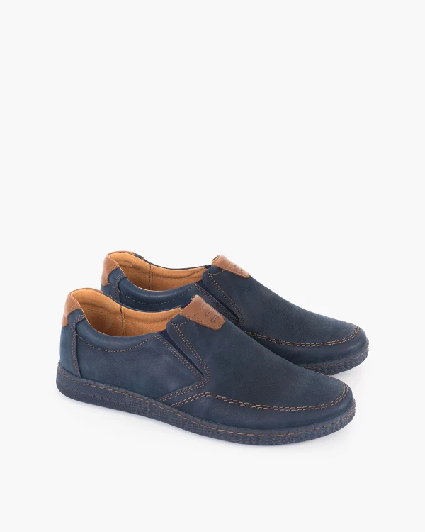 Granatowe półbuty męskie nubukowe 2