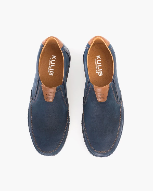 Granatowe półbuty męskie nubukowe 3