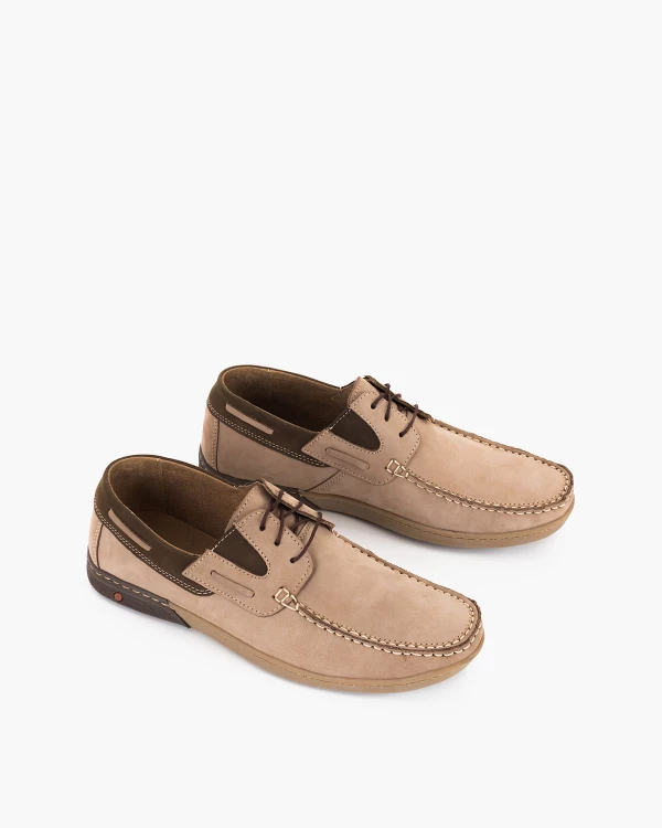 Beżowe mokasyny męskie nubukowe