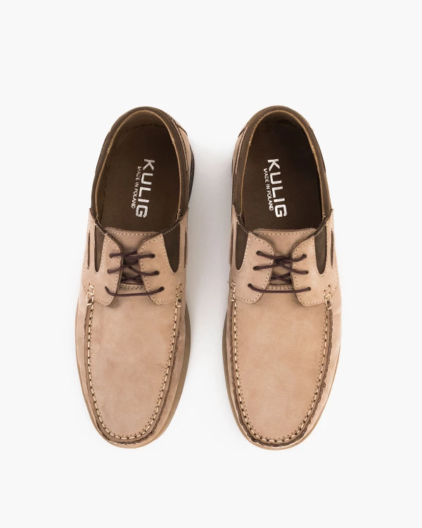 Beżowe mokasyny męskie nubukowe 3