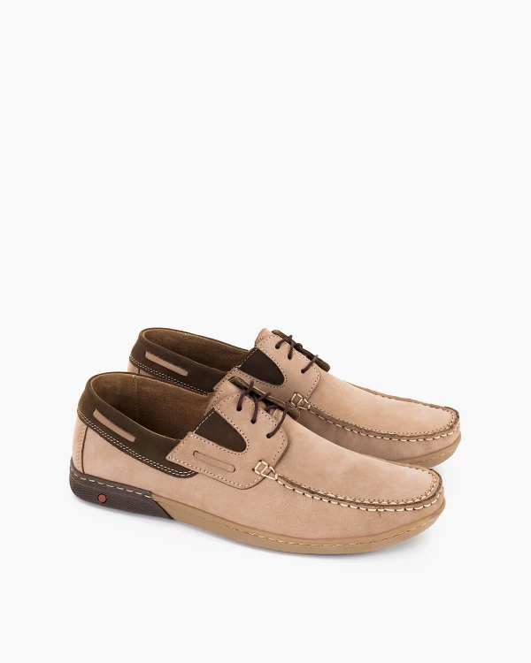 Beżowe mokasyny męskie nubukowe 2