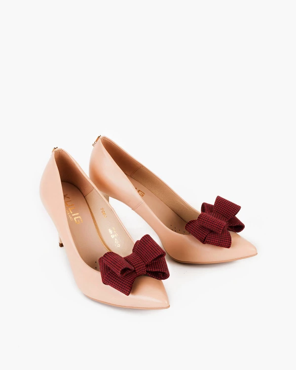 Bordowo-czarne kokardy do butów 2