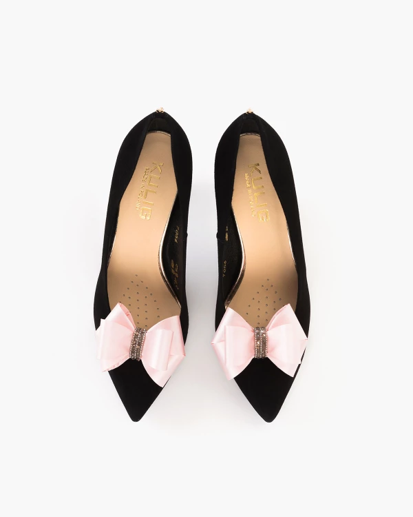 Różowe kokardki do butów z kamieniami 3