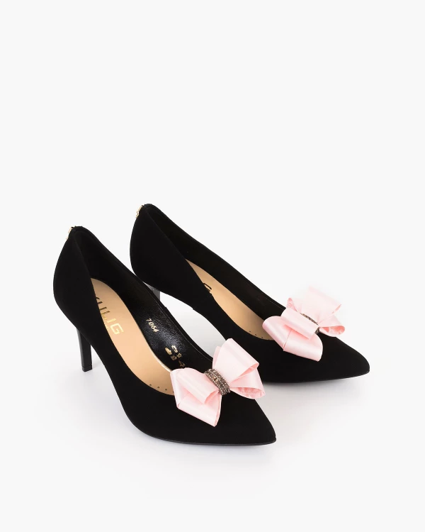 Różowe kokardki do butów z kamieniami 2