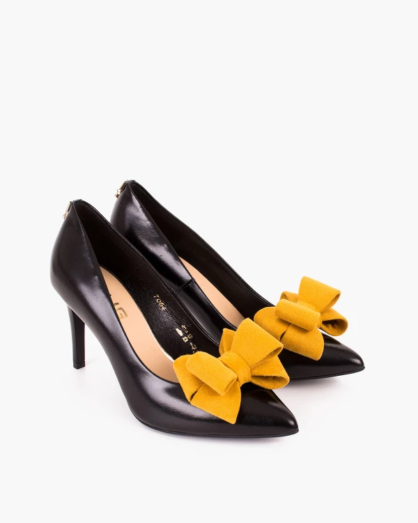 Musztardowe kokardki do butów 2