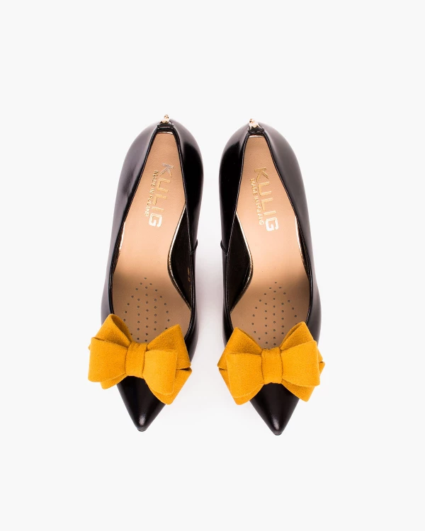 Musztardowe kokardki do butów 3