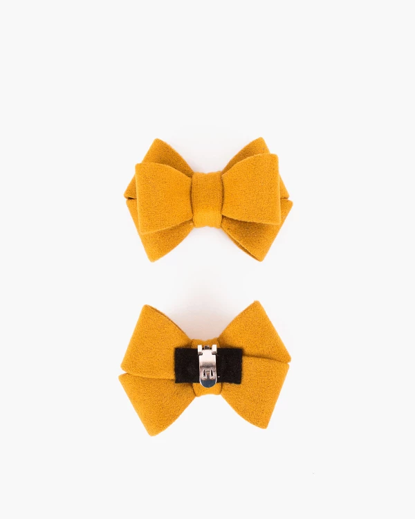 Musztardowe kokardki do butów 4