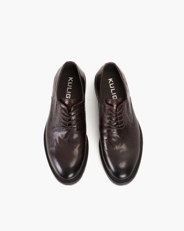 Czekoladowe półbuty męskie skórzane 3