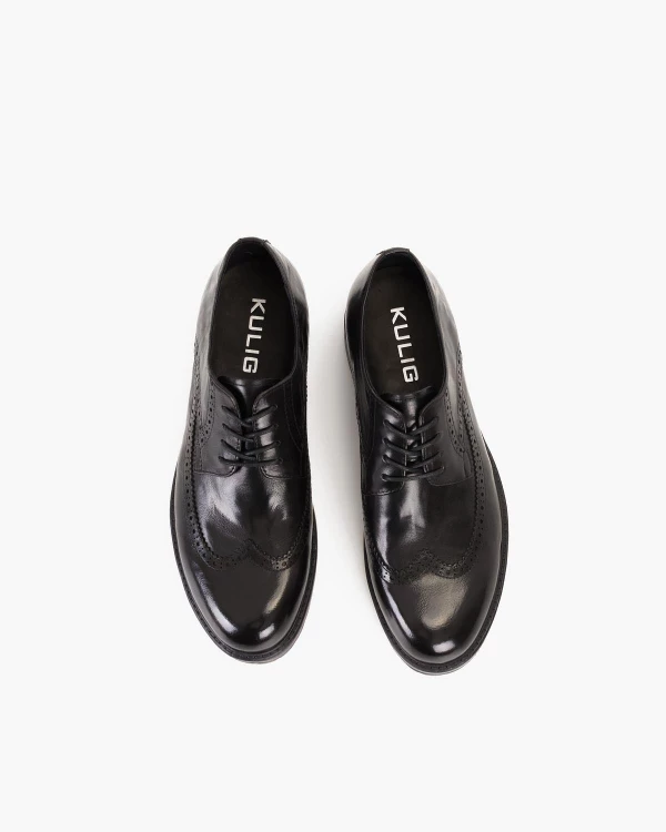 Czarne półbuty męskie sznurowane ze skóry naturalnej 3