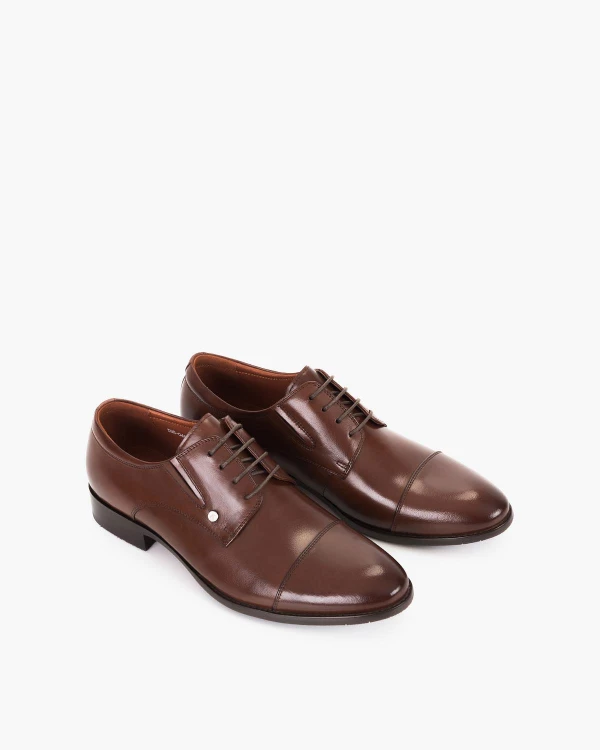 Brązowe półbuty wizytowe z naturalnej skóry licowej