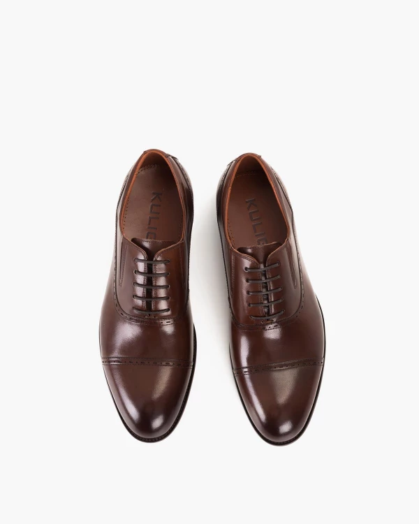 Brązowe półbuty wizytowe męskie ze skóry licowej 3