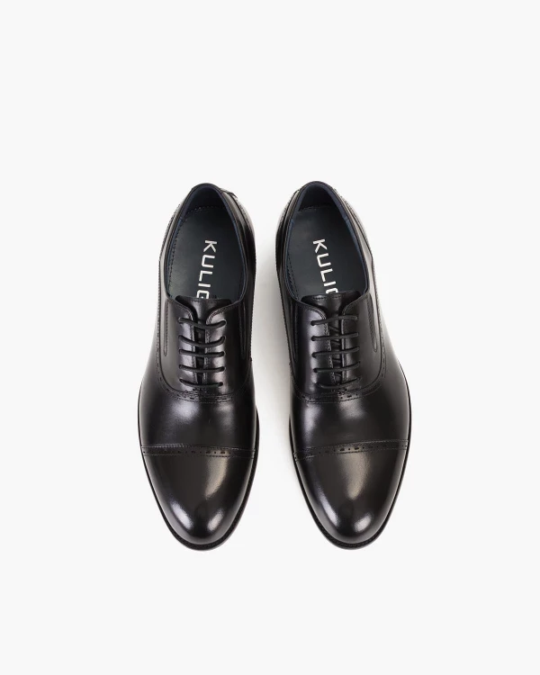 Czarne półbuty wizytowe męskie ze skóry licowej 3