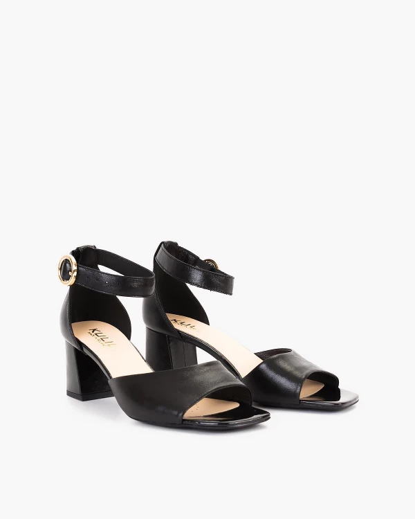 Czarne sandały damskie nubukowe na klocku 2