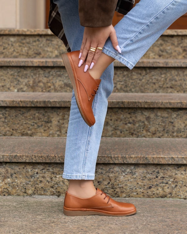 Rude półbuty damskie sznurowane ze skóry naturalnej 2