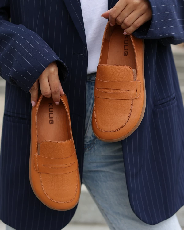 Rude mokasyny damskie z naturalnej skóry licowej 2