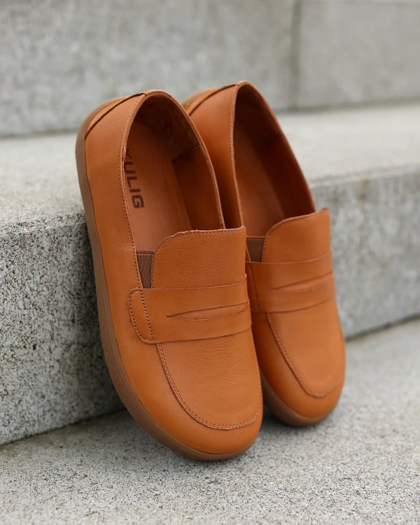 Rude mokasyny damskie z naturalnej skóry licowej