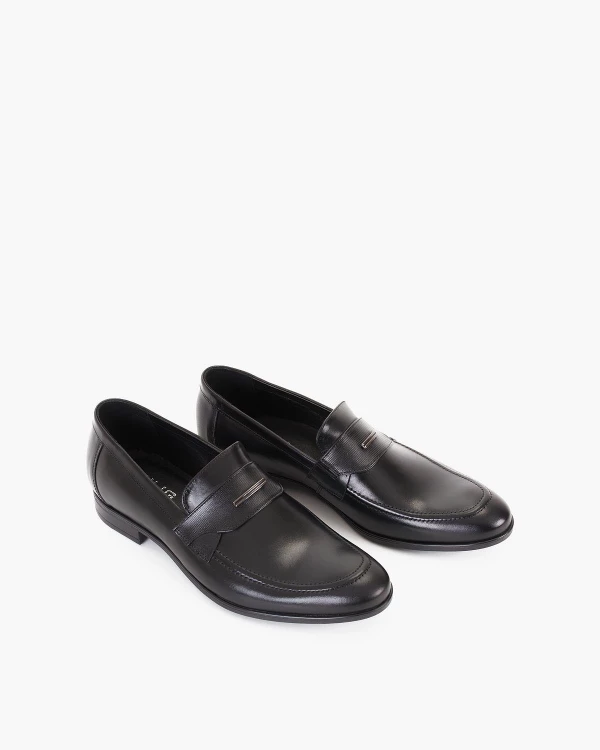 Czarne półbuty męskie wizytowane ze skóry naturalnej