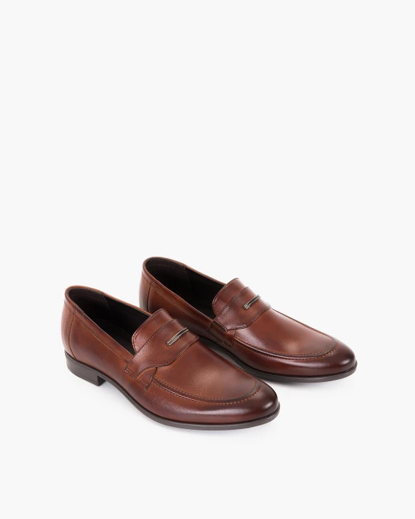 Brązowe półbuty męskie wizytowane ze skóry naturalnej