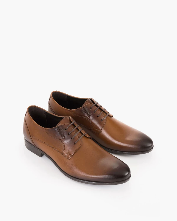 Brązowe półbuty męskie wizytowe ze skóry naturalnej