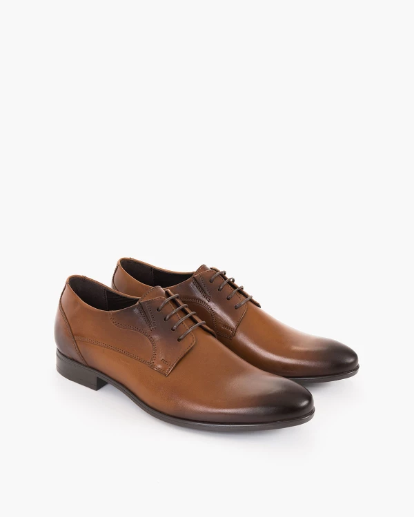 Brązowe półbuty męskie wizytowe ze skóry naturalnej 2