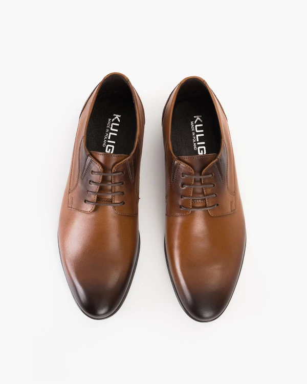 Brązowe półbuty męskie wizytowe ze skóry naturalnej 3