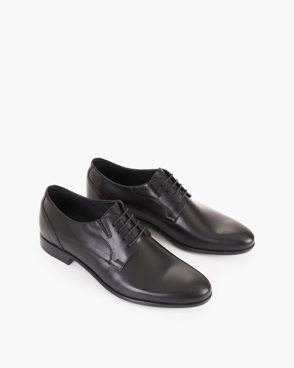 Czarne półbuty męskie wizytowe ze skóry licowej