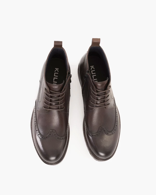 Czekoladowe trzewiki męskie z naturalnej skóry licowej 3