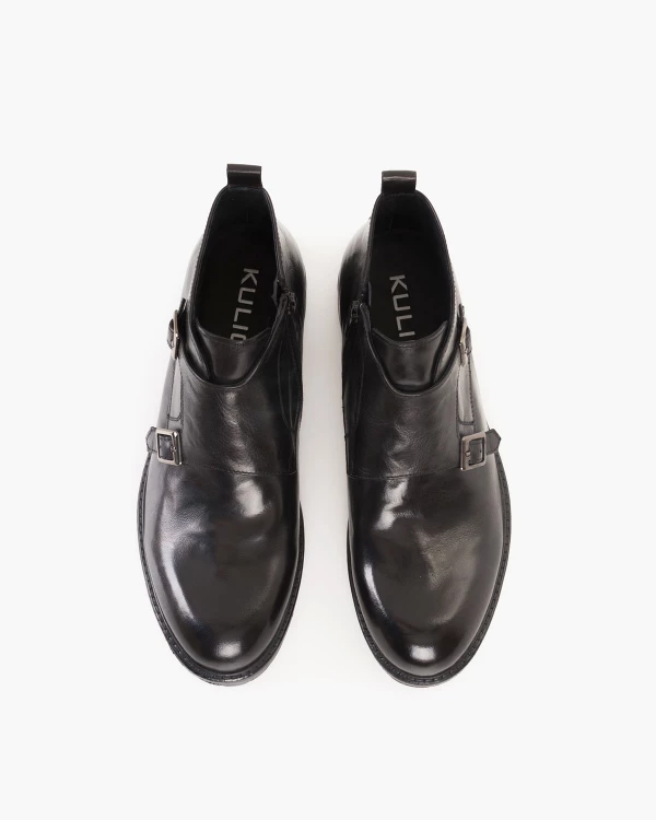 Czarne sztyblety męskie ze skóry licowej monki 3