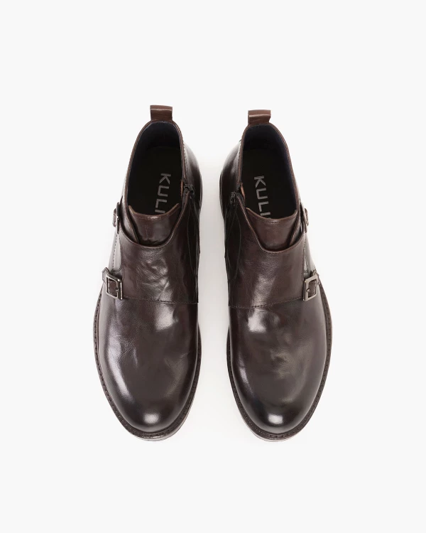 Ciemnobrązowe sztyblety męskie skórzane monki 3