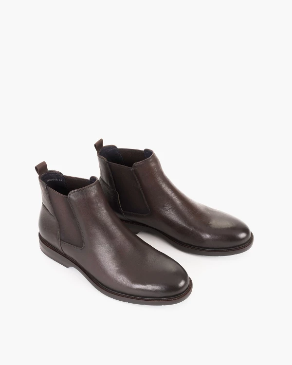 Czekoladowe sztyblety męskie ze skóry naturalnej