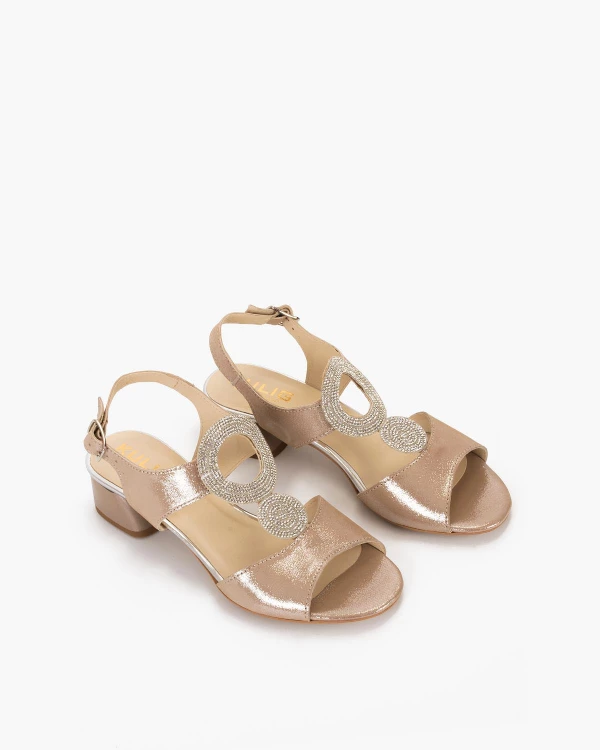 Beżowe sandały damskie ze skóry nubukowej na klocku