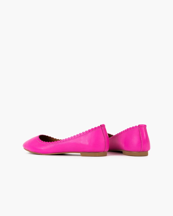 Fuksjowe baleriny z naturalnej skóry licowej 4