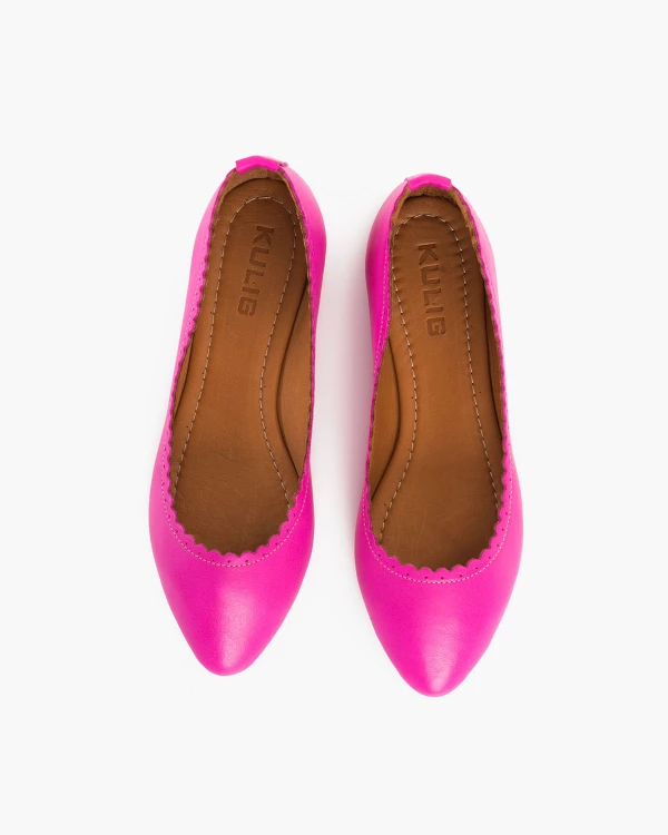 Fuksjowe baleriny z naturalnej skóry licowej 3