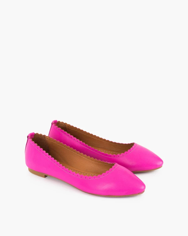 Fuksjowe baleriny z naturalnej skóry licowej 2
