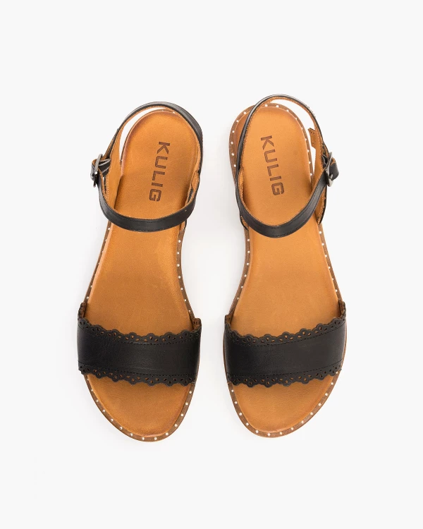 Czarne sandały damskie ze skóry naturalnej 3