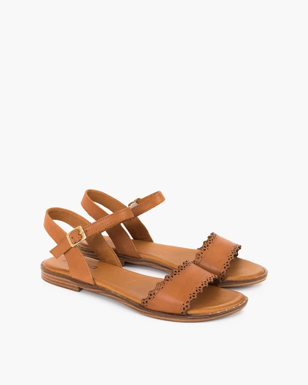 Brązowe sandały damskie ze skóry licowej 2