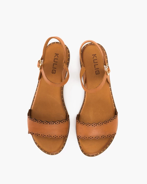 Brązowe sandały damskie ze skóry licowej 3