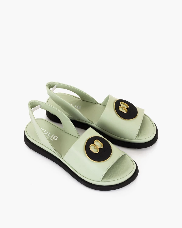 Jasnozielone sandały damskie ze skóry naturalnej