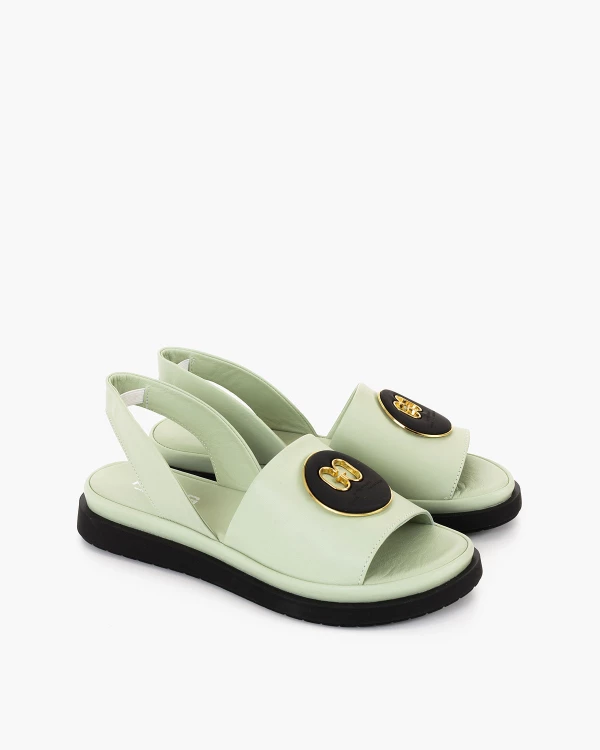 Jasnozielone sandały damskie ze skóry naturalnej 2