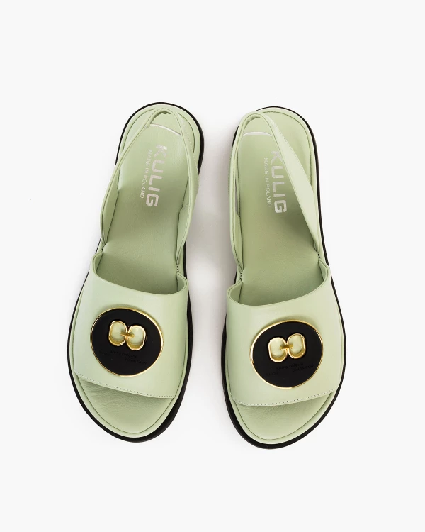 Jasnozielone sandały damskie ze skóry naturalnej 3