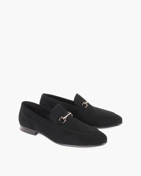 Czarne mokasyny męskie ze skóry zamszowej 2