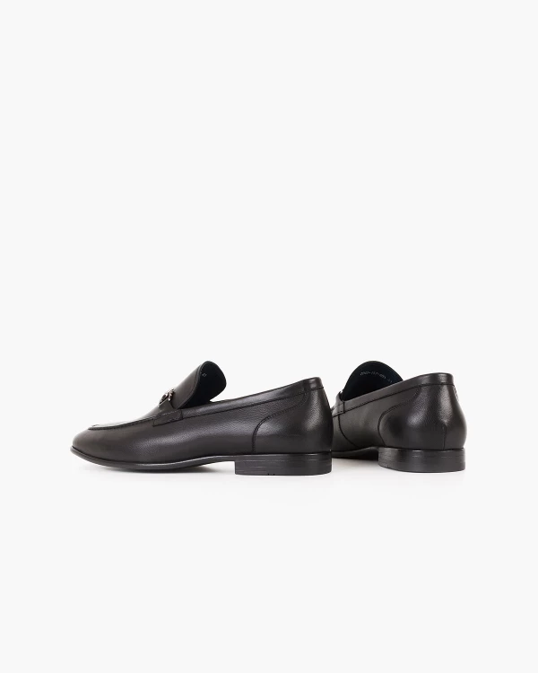 Czarne mokasyny męskie z naturalnej skóry licowej 4