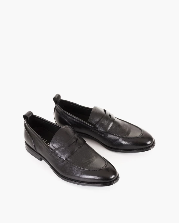 Czarne mokasyny męskie z naturalnej skóry licowej