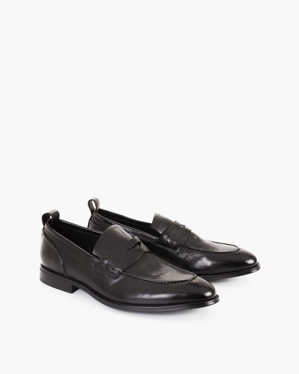 Czarne mokasyny męskie z naturalnej skóry licowej 2