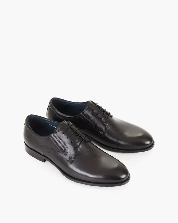 Czarne półbuty wizytowe męskie ze skóry licowej