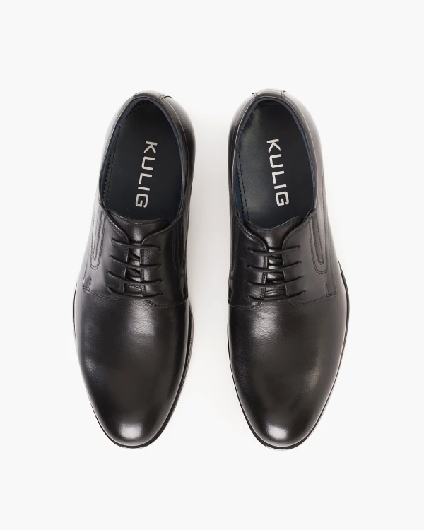 Czarne półbuty wizytowe męskie ze skóry licowej 3