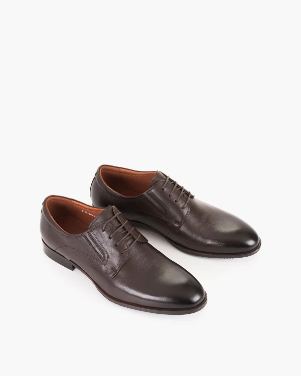 Czekoladowe półbuty wizytowe skórzane