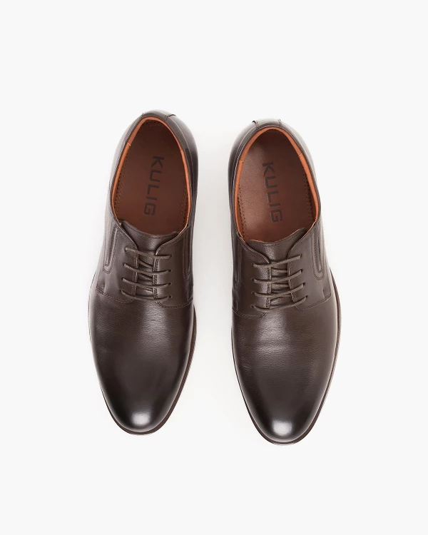 Czekoladowe półbuty wizytowe skórzane 3