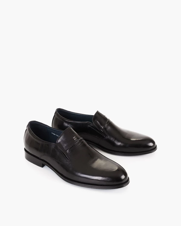 Czarne półbuty męskie wizytowe lakierowane 2